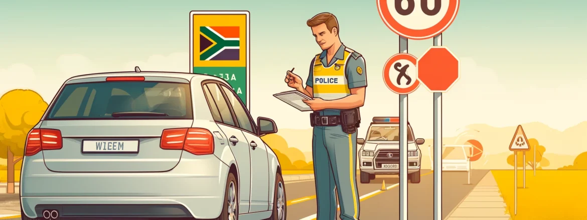 South African traffic officer issuing a ticket, illustrating penalties for traffic violations in South Africa including fines and demerit points.