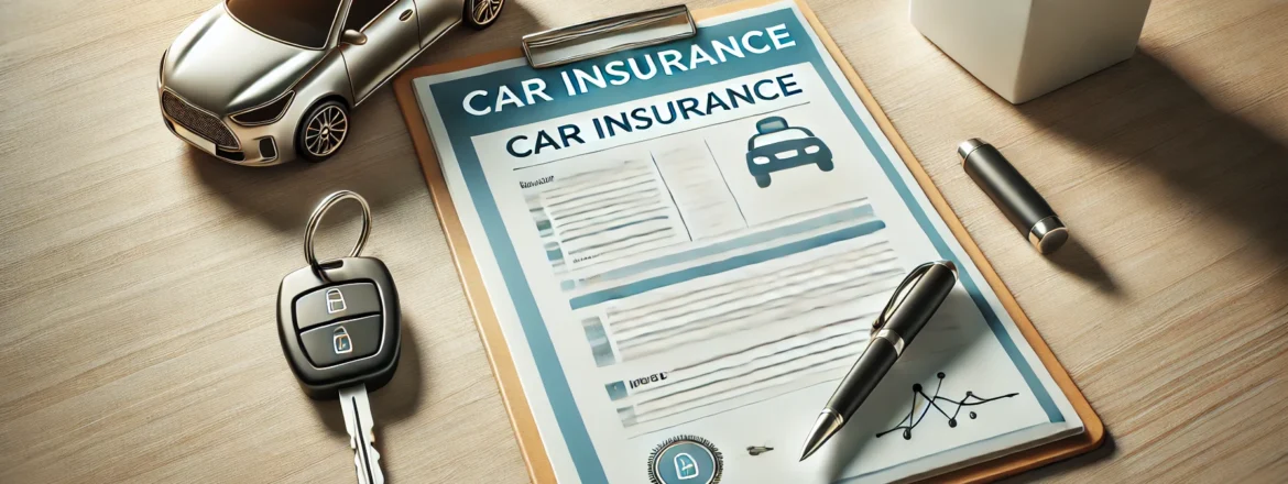 Car insurance document and keys on a table, representing affordable and reliable car insurance policies.