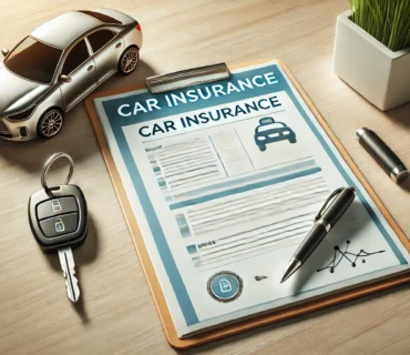 Car insurance document and keys on a table, representing affordable and reliable car insurance policies.